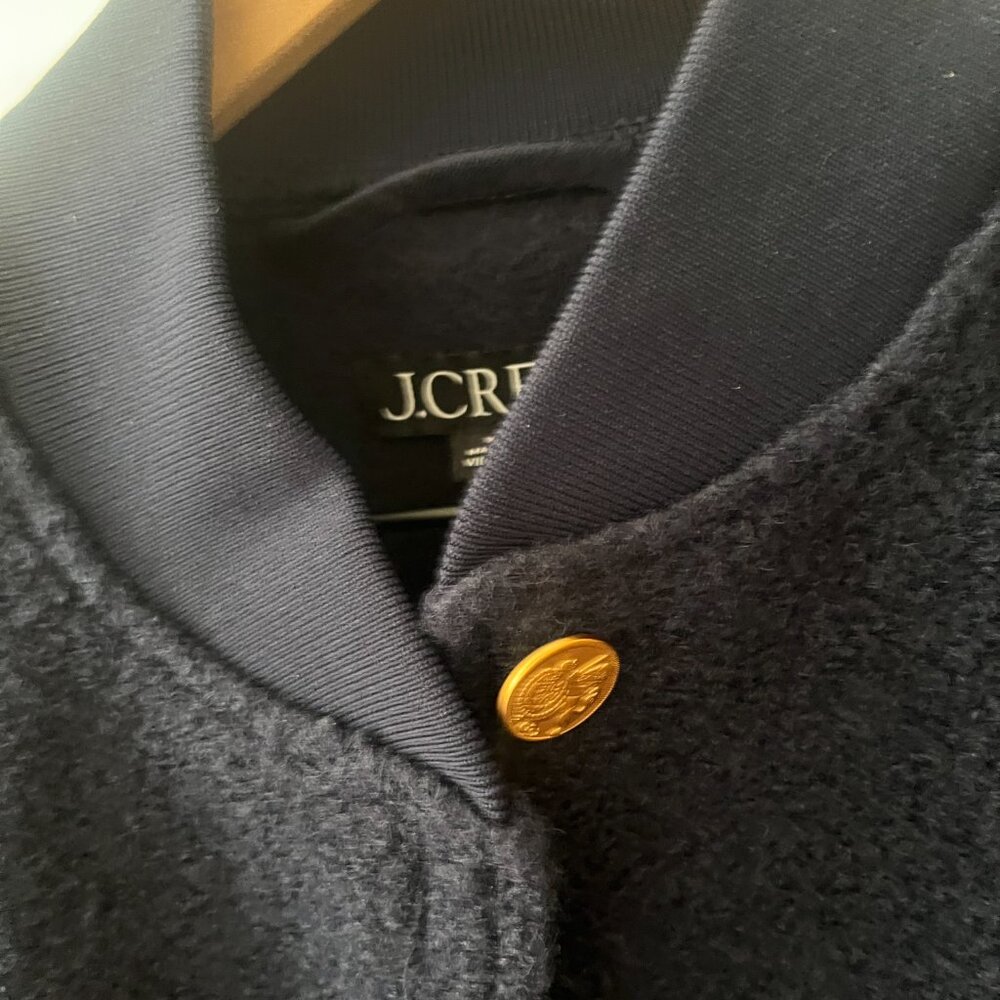 J Crew Navy Boucle Bomber Jacket - Picture 6 of 6